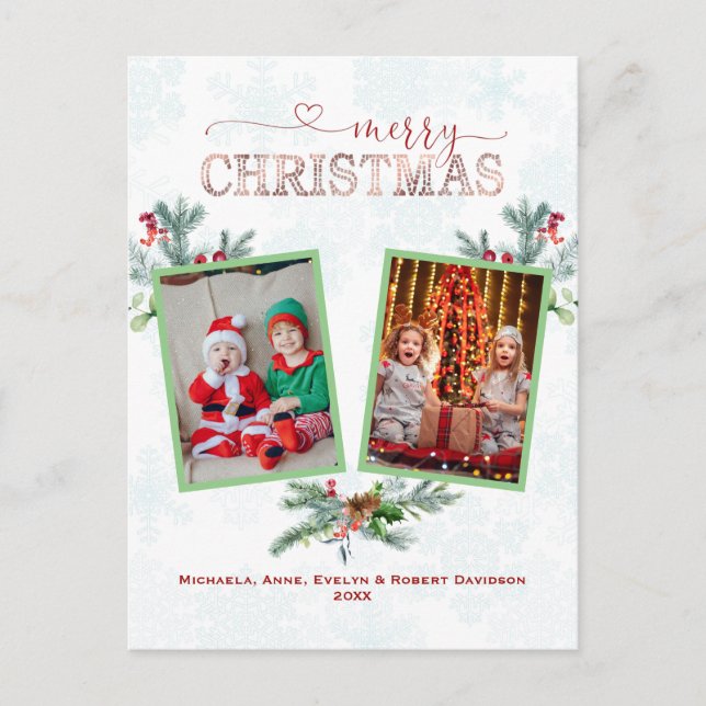Elegant Fotokollage God jul typografi Helg Vykort (Framsida)