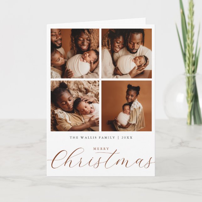 Elegant fotokollage julvykort i vikbart format helgkort (Framsida)