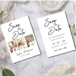 Elegant fotokollage Save the Date-kort Spara Datumet