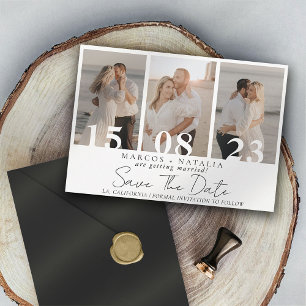 Elegant fotokollage Spara datum Bröllop Inbjudningar