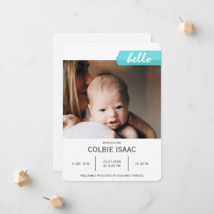 Elegant fotokollage Teal Washi-tejp Baby Födelse Meddelande