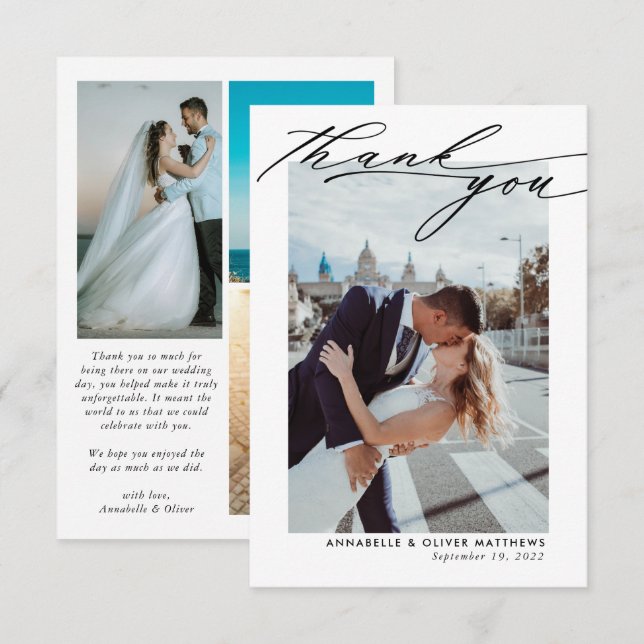 Elegant fotokollektion bröllop  tack kort (Fram/baksida)