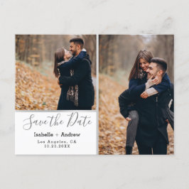 Elegant fotokollektion Vit Silver Save the Date Meddelande Vykort
