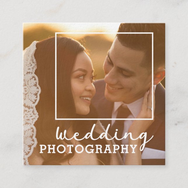 Elegant Fotomall Modern Bröllop-fotoskrivare Fyrkantigt Visitkort (Framsida)