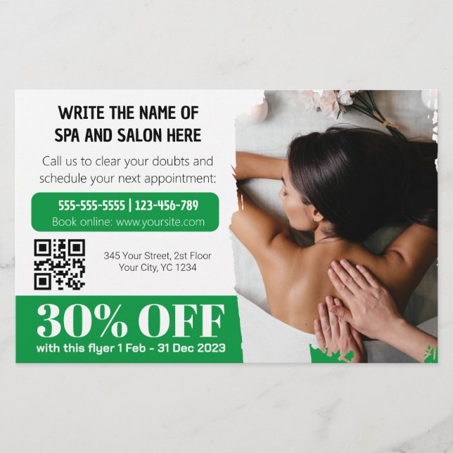 Elegant Fotomassage Beskrivningsrabatt Flyer (Framsidan)