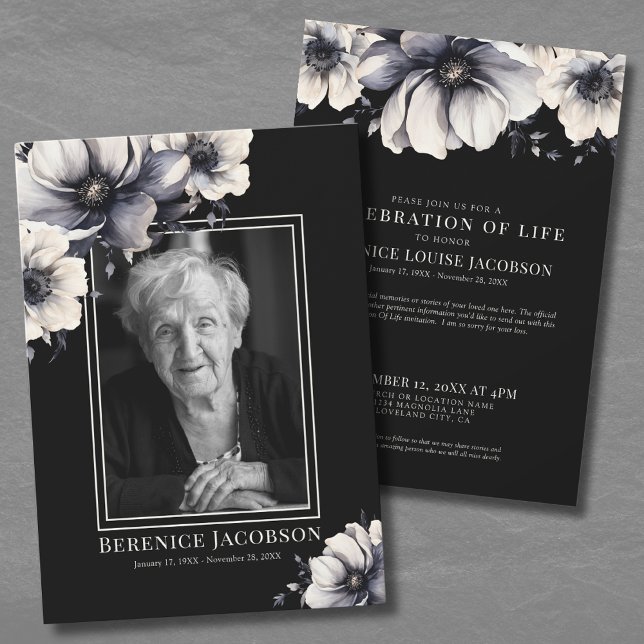 Elegant fotominnesfirande av livet inbjudningar (Elegant Photo Memorial Celebration Of Life Invitation)
