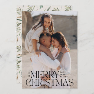 Elegant fotomodern minimal botanisk kräm julkort