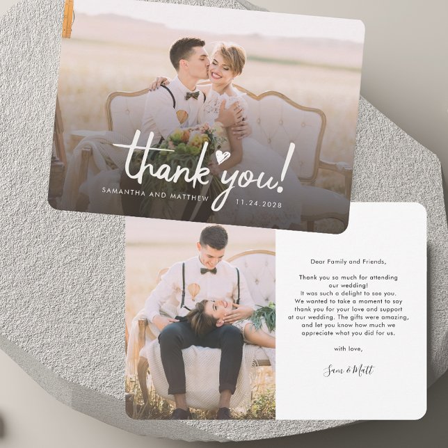 Elegant Foton, handskriven Bröllop Tack Anteckningskort (Elegant Photos Handwritten Wedding Thank You Note Card)