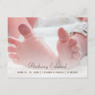 Elegant Fotonyfött Baby födelsemeddelande Meddelande Vykort