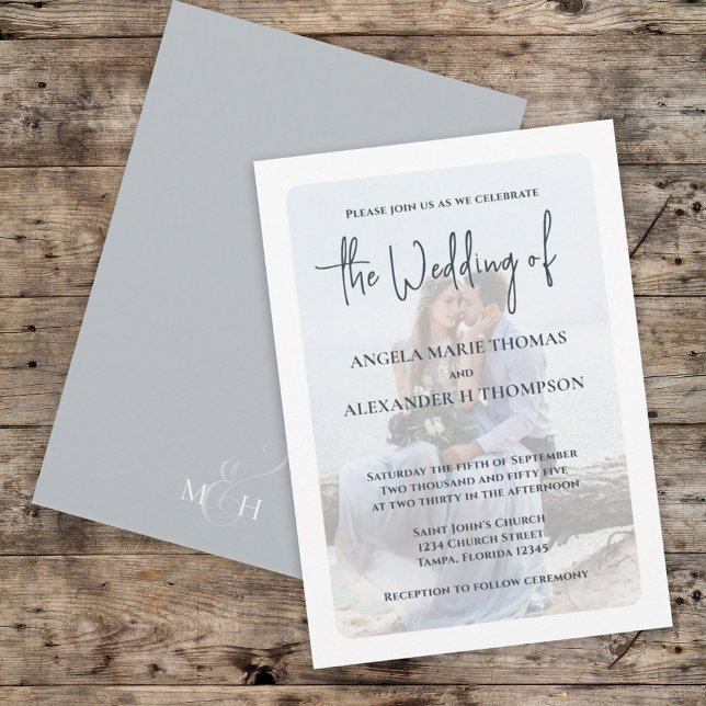 Elegant Fotoöverlägg med enkel minimalistisk minim Inbjudningar (Skapare uppladdad)