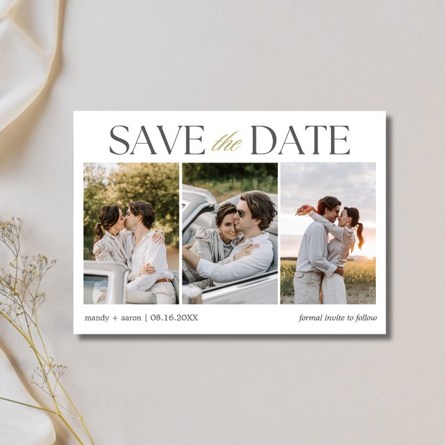 Elegant Fotoremsa Bröllop Spara Datumet (Elegant Photo Strip Wedding Save The Date)