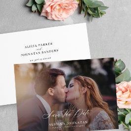 Elegant-fotoskript för chic bröllop spara datumet