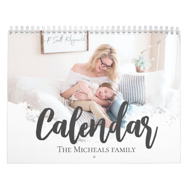 Elegant-fotoskripttextfamiljkollage Kalender (Omslag)