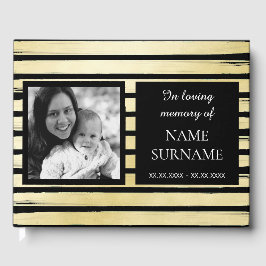 Elegant fotosvart guld-färgfilm - strimlad begravn gästböcker