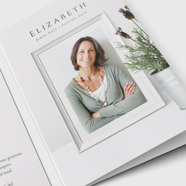 Elegant Fotosympati Funeral Tack du Cards Kort (Elegant Photo Sympathy Funeral Thank You Card)