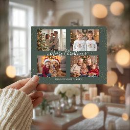 Elegant Four Photo Christmas Card Helg Vykort