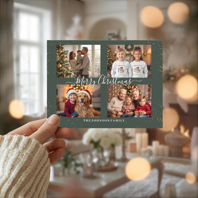 Elegant Four Photo Christmas Card Helg Vykort (Skapare uppladdad)