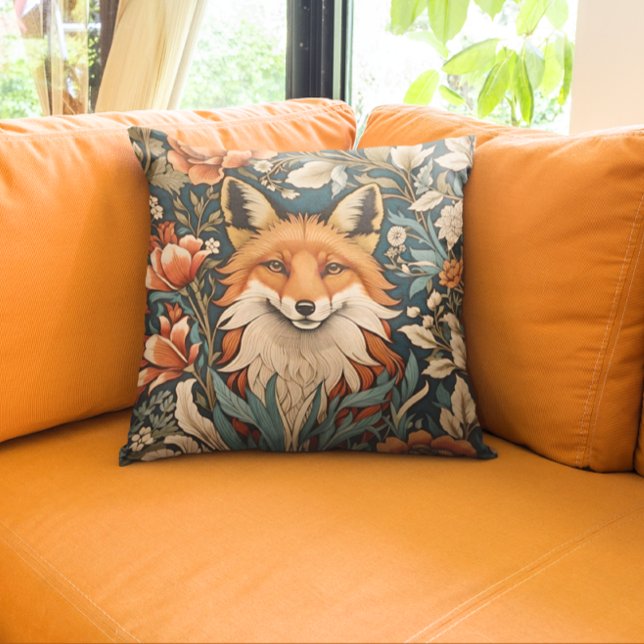 Elegant Fox William Morris Inspired Blommigt Kudde (Skapare uppladdad)
