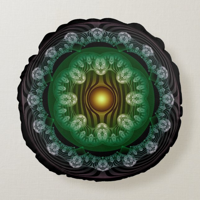 Elegant fraktal ornate mönster round-kudde rund kudde (Framsidan)