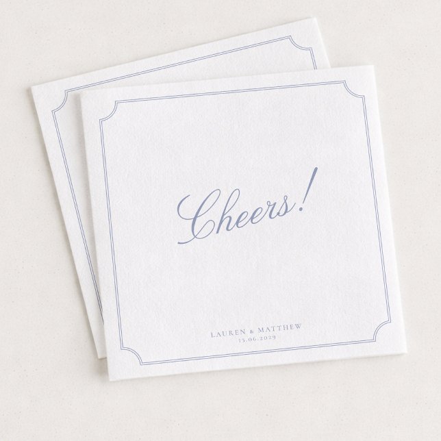 Elegant Frame Blue Wedding Napkins Pappersservett (Skapare uppladdad)