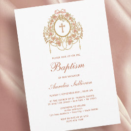 Elegant Frame Holy Cross Baptism Invitation Inbjudningar