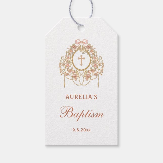 Elegant Frame Holy Cross Baptism Presentetikett (Framsidan)