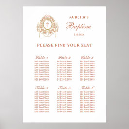 Elegant Frame Holy Cross Baptism Seating Chart Poster