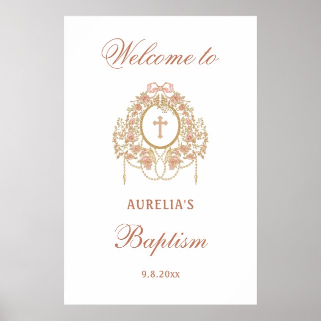 Elegant Frame Holy Cross Baptism Welcome Poster (Framsidan)