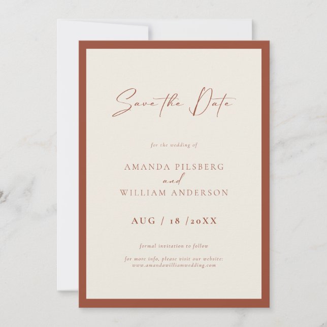 Elegant Frame Modern Save The Date Card Spara Datumet (Framsida)