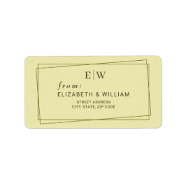 Elegant Frame on Celestial Yellow Monogram Wedding Adressetikett