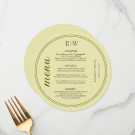Elegant Frame on Celestial Yellow Monogram Wedding Meny