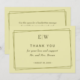 Elegant Frame on Celestial Yellow Monogram Wedding Tack Kort