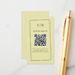 Elegant Frame on Celestial Yellow Monogram Wedding Tilläggskort