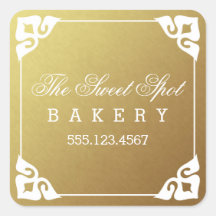 Elegant Framed Faux Gold Foil Business Stickers