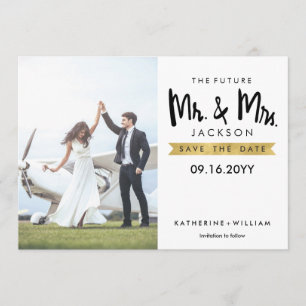 Elegant Framtida Mr. och Mrs. Save the Date Card Spara Datumet