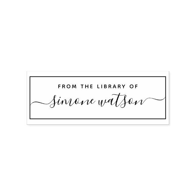 Elegant från Bibliotek på skript med eget namn Stämpel (Tryck)