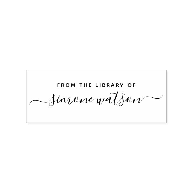 Elegant från Bibliotek på skript med eget namn Stämpel (Tryck)