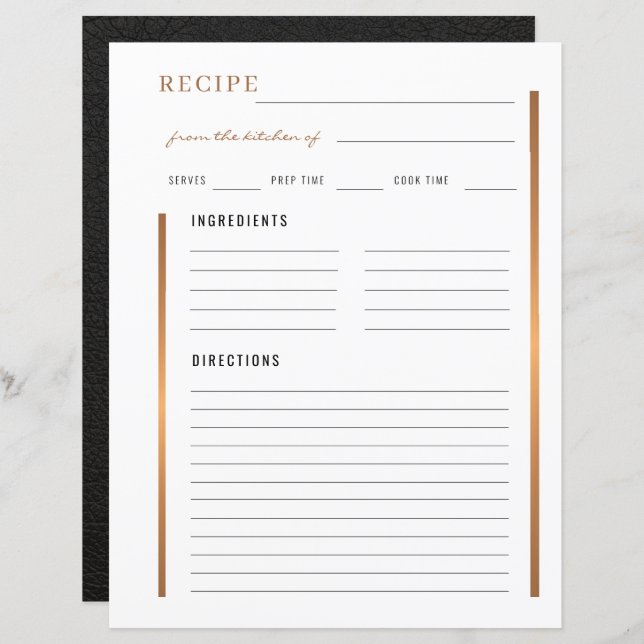 Elegant från köket av guld blankt recept (Fram/baksida)