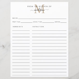 Elegant från köket i Guld Monogram Recipe