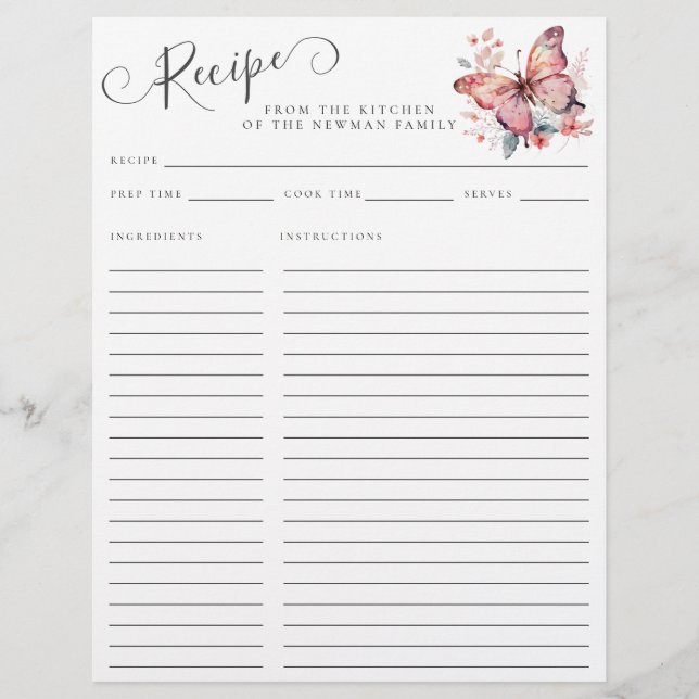 Elegant från köket i Rosa Butterfly Recipe (Framsida)