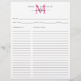 Elegant från Rosa Monogram Recipe i köket