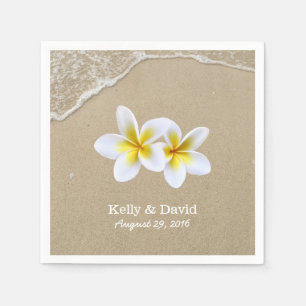 Elegant Frangipani Flowers Beach Wedding Pappersservett