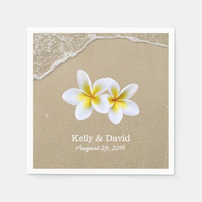 Elegant Frangipani Flowers Beach Wedding Pappersservett (Framsidan)