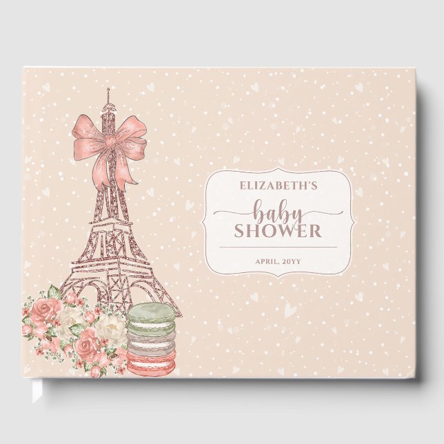 Elegant Fransk  Beige Baby Shower Guest Bok (Framsida)