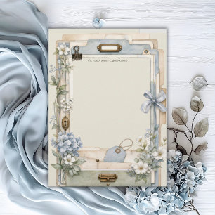 Elegant fransk blå blomstergivare personlig brevhuvud