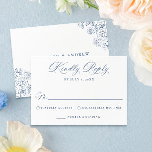 Elegant fransk blå viktoriansk blomsterbröllop OSA kort