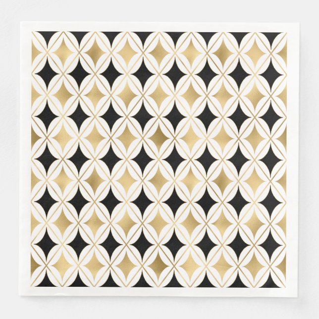 Elegant Fransk Black Guld Classic Glam Pappersservett (Framsida)