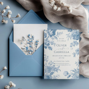 Elegant Fransk - bläddra Blommigt Bröllop Inbjudningar