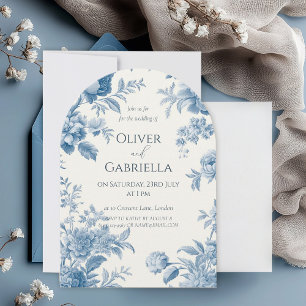 Elegant Fransk - bläddra Blommigt Bröllop Inbjudningar