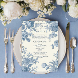 Elegant Fransk - bläddra Blommigt Bröllop Program
